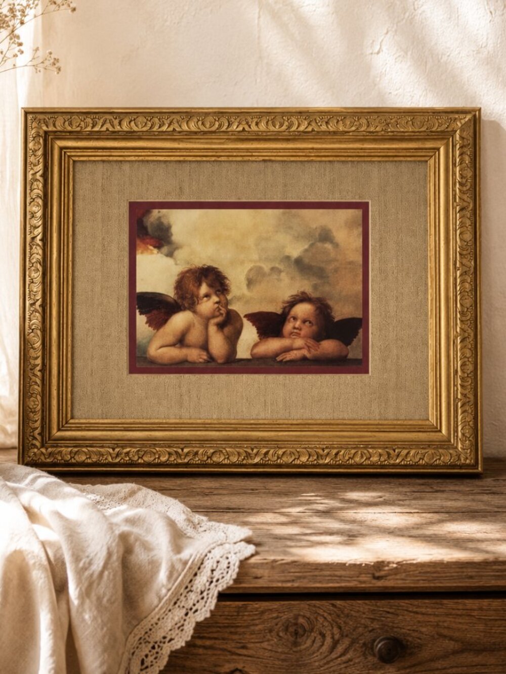 Vintage Raphael's "Cherubim Putti Angels of The Sistine Madonna" Custom Framed